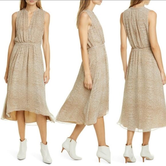 NWT JOIE Snake Print Silk Georgette Midi Dress S - Picture 1 of 10